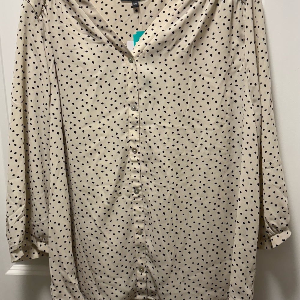 West Kei Cream Blouse with Black Dots